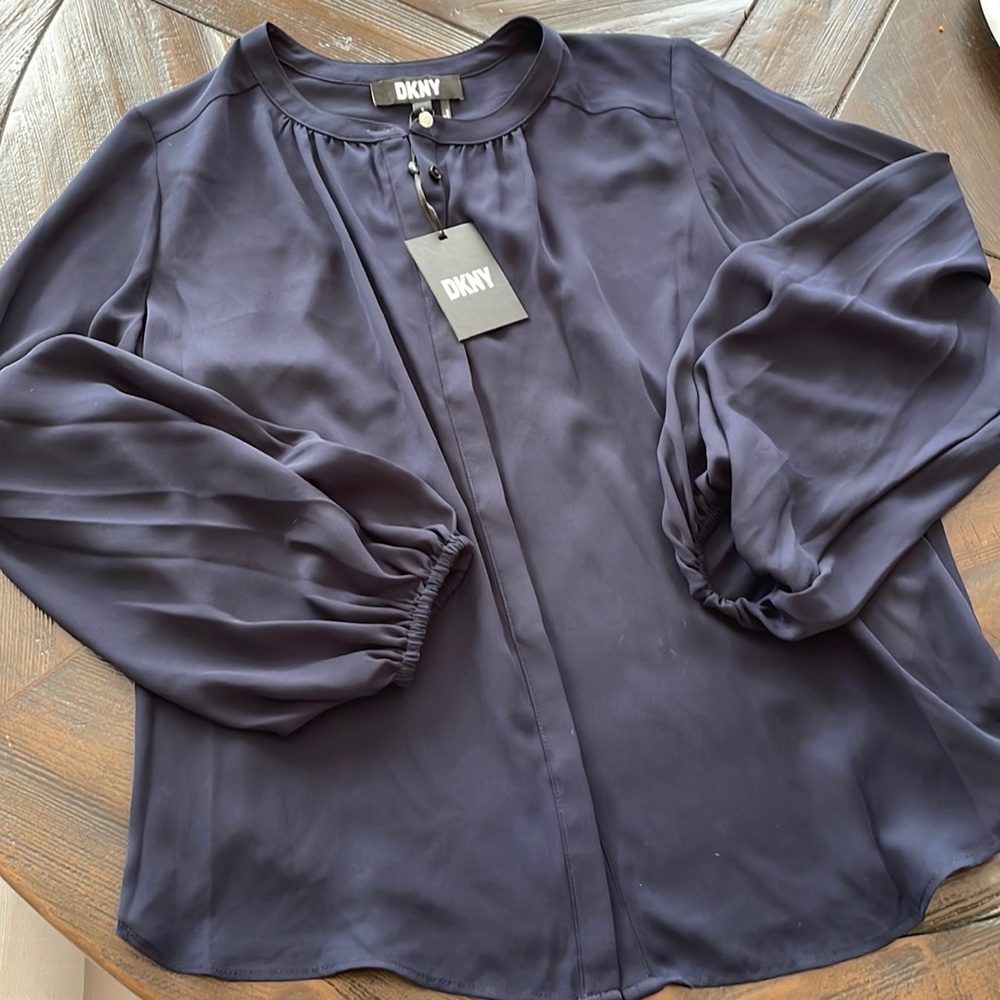 DKNY Navy Blouse NWT Small